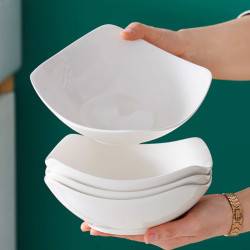 Pure White Simple Square Soup Bowl, Soup Plate, Dish Plate, Household Ceramic Deep Plate, Creative and Personalized Tableware, 2025 New Model Pure White Simple Square Soup Bowl, Soup Plate, Dish Plate, Household Ceramic Deep Plate, Creative and Personalized Tableware, 2025 New Model