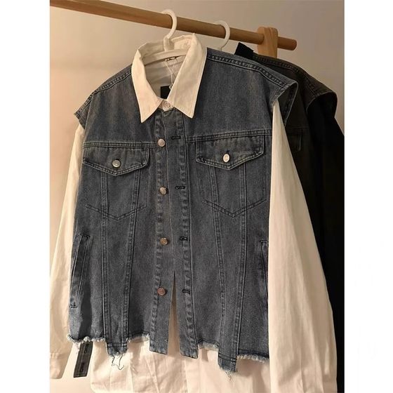 Large size 300*0.5kg American retro fake two-piece shirt jacket for women in spring and autumn fat mm loose denim splicing jacket
Large size 300*0.5kg American retro fake two-piece shirt jacket for women in spring and autumn fat mm loose denim splicing jacket