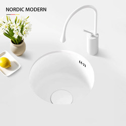 Round Stainless Steel Kitchen Sink with Single Bowl, Mini Household Above-Counter or Under-Counter Dishwashing Sink, Vegetable Washing Basin Round Stainless Steel Kitchen Sink with Single Bowl, Mini Household Above-Counter or Under-Counter Dishwashing Sink, Vegetable Washing Basin