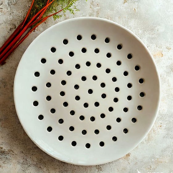 Ceramic steaming tray with holes porous steaming lattice drain tray dumpling bun fish plate round steamer household microwave oven 18cm
Ceramic steaming tray with holes porous steaming lattice drain tray dumpling bun fish plate round steamer household microwave oven 18cm
