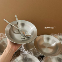 304 Stainless Steel Salad Bowl, Straw Hat Plate, Round Soup Bowl, Cold Noodle Bowl, Thickened Pasta Plate, Korean Ramen Bowl, Round Plate 304 Stainless Steel Salad Bowl, Straw Hat Plate, Round Soup Bowl, Cold Noodle Bowl, Thickened Pasta Plate, Korean Ramen Bowl, Round Plate