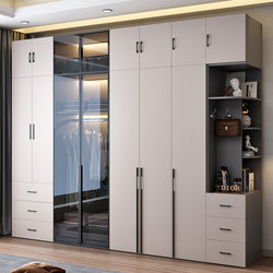 Modern Minimalist Home Bedroom Sliding Door Solid Wood Storage Combination Wardrobe with Six or Eight Doors Modern Minimalist Home Bedroom Sliding Door Solid Wood Storage Combination Wardrobe with Six or Eight Doors