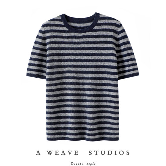 It's so beautiful!! Striped round neck 100% pure cashmere short-sleeved women's pure cashmere sweater knitted sweater
It's so beautiful!! Striped round neck 100% pure cashmere short-sleeved women's pure cashmere sweater knitted sweater