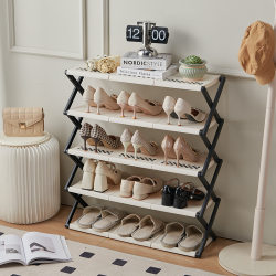 Folding shoe rack at home doorway multi-layer simple shoe rack dormitory shoe storage space-saving X installation-free storage Folding shoe rack at home doorway multi-layer simple shoe rack dormitory shoe storage space-saving X installation-free storage