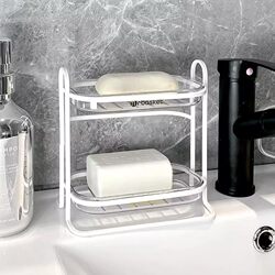 Bathroom double-layer integrated soap storage rack bathroom multi-layer soap box Internet celebrity model household drain soap box Bathroom double-layer integrated soap storage rack bathroom multi-layer soap box Internet celebrity model household drain soap box