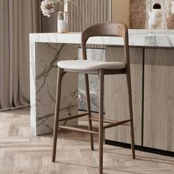 Nordic Solid Wood Bar Stool Designer Minimalist Modern High Stool with Backrest Walnut Color Home Bar Chair Bar Stool Nordic Solid Wood Bar Stool Designer Minimalist Modern High Stool with Backrest Walnut Color Home Bar Chair Bar Stool