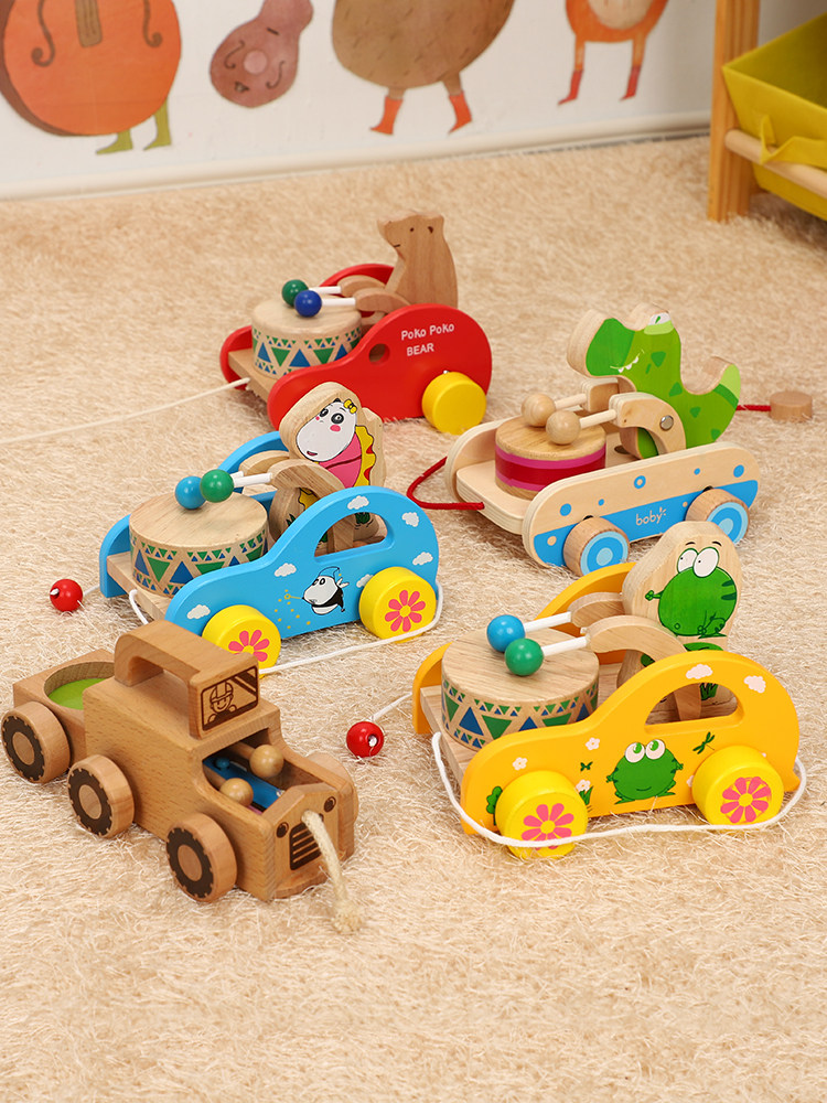 Leku Wooden Tractor Walker Baby Wooden Pull Toy