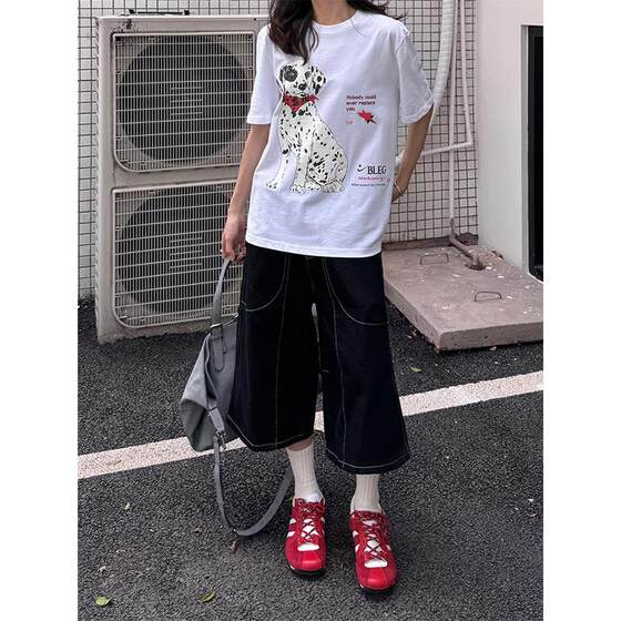 APPLE American black bright-line denim shorts men's summer high street loose mid-length pants wide-leg cropped pants
APPLE American black bright-line denim shorts men's summer high street loose mid-length pants wide-leg cropped pants