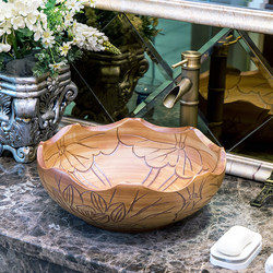 Art Ceramic Countertop Washbasin Round Retro Bathroom Balcony Washbasin Zen Single Basin Home Art Ceramic Countertop Washbasin Round Retro Bathroom Balcony Washbasin Zen Single Basin Home