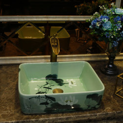 Ceramic Countertop Wash Basin Household Square Retro Art Basin Bathroom Toilet Wash Basin Antique Small Size Ceramic Countertop Wash Basin Household Square Retro Art Basin Bathroom Toilet Wash Basin Antique Small Size