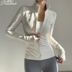 Paiduo High-End Yoga Clothing for Women, Fleece-Lined Warm Sports Jacket, Morning Running Training Fitness Top, Long-Sleeved, New for Spring and Autumn Paiduo High-End Yoga Clothing for Women, Fleece-Lined Warm Sports Jacket, Morning Running Training Fitness Top, Long-Sleeved, New for Spring and Autumn