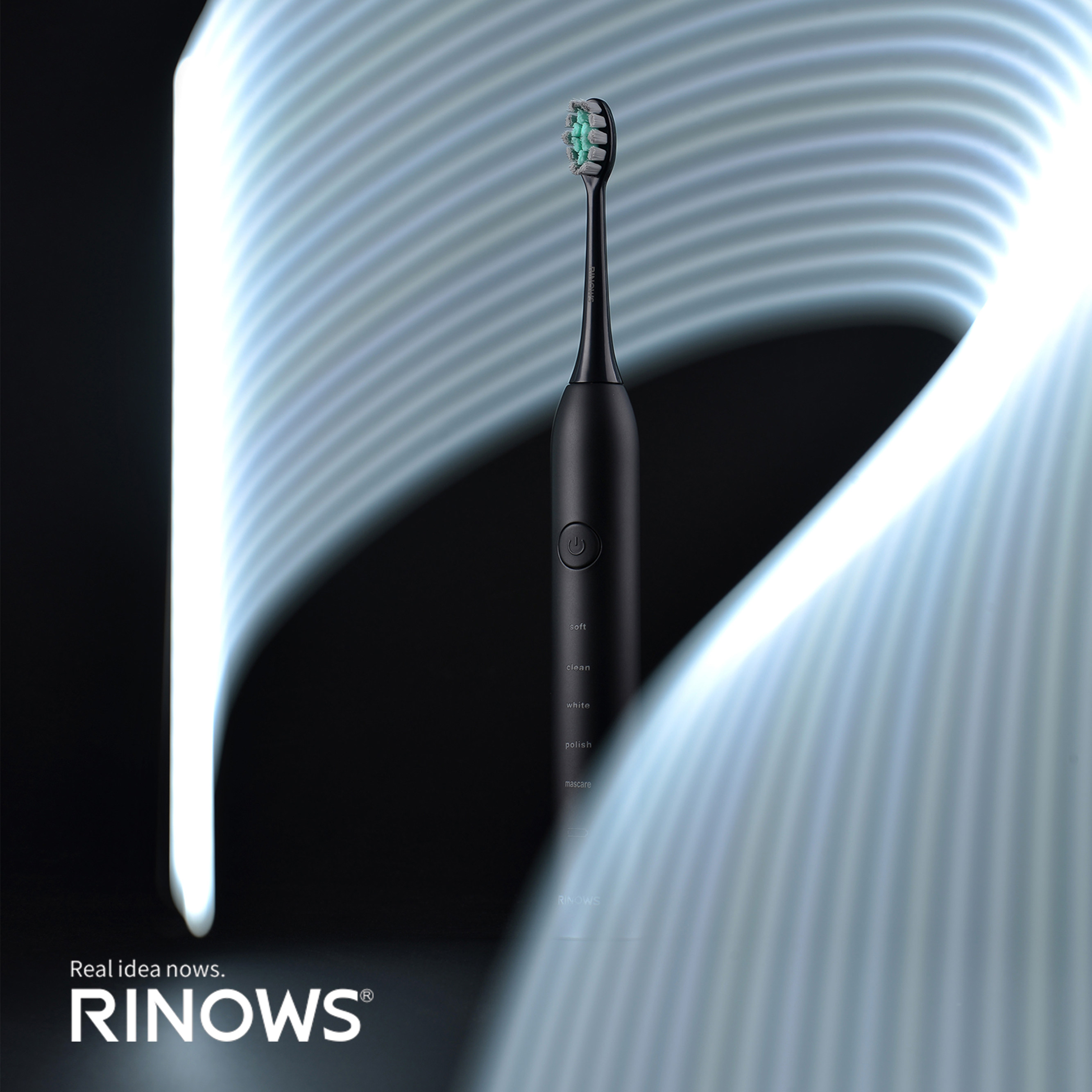 RINOWS 초음파 진동칫솔 얼룩과 치석을 제거하는 부드러운 강모 교정 교정 칫솔 -