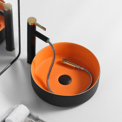 Scandinavian Countertop Ceramic Wash Basin Bathroom Household Round Wash Basin Balcony Wash Art Basin Single Hole Scandinavian Countertop Ceramic Wash Basin Bathroom Household Round Wash Basin Balcony Wash Art Basin Single Hole