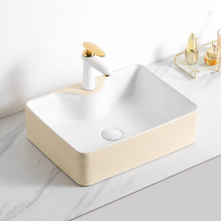 Cream Style Countertop Wash Basin Single Basin Square Household Wash Basin Small Wash Basin Bathroom Balcony Cream Style Countertop Wash Basin Single Basin Square Household Wash Basin Small Wash Basin Bathroom Balcony
