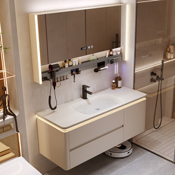 2025 New Modern Minimalist Sintered Stone Integrated Basin Bathroom Vanity Sink Basin Bathroom Cabinet Set 2025 New Modern Minimalist Sintered Stone Integrated Basin Bathroom Vanity Sink Basin Bathroom Cabinet Set