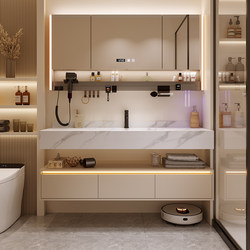 2025 New Modern Minimalist Sintered Stone Integrated Basin Bathroom Vanity Sink Basin Bathroom Cabinet Set 2025 New Modern Minimalist Sintered Stone Integrated Basin Bathroom Vanity Sink Basin Bathroom Cabinet Set