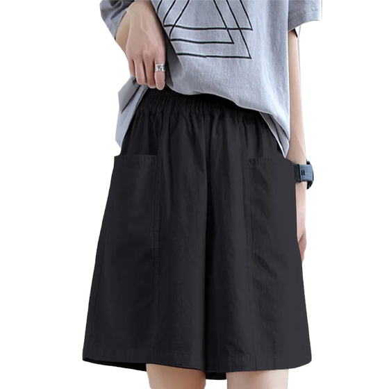 European casual large size loose women's shorts pure cotton summer new Korean version high waist versatile black slimming pocket
European casual large size loose women's shorts pure cotton summer new Korean version high waist versatile black slimming pocket