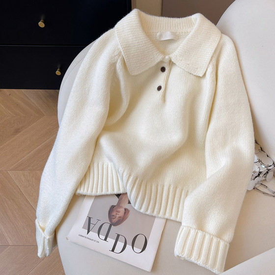 Xiao C home Polo neck sweater for women 2025 new autumn loose pullover lapel sweater knitted top 
Xiao C home Polo neck sweater for women 2025 new autumn loose pullover lapel sweater knitted top