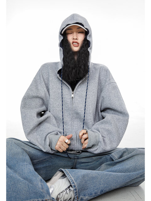Ich Mode American Retro Velvet Hooded Jacket for Women Autumn and Winter 2025 New Loose Sweatshirt Cardigan Top Ich Mode American Retro Velvet Hooded Jacket for Women Autumn and Winter 2025 New Loose Sweatshirt Cardigan Top