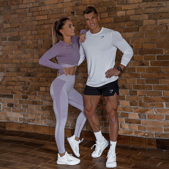 Fitness T-shirt men's long-sleeved quick-drying breathable grid elastic sports running training suit Gymshark arrival Fitness T-shirt men's long-sleeved quick-drying breathable grid elastic sports running training suit Gymshark arrival