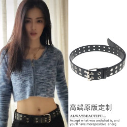 Xu Lu Style Belt for Women, Double Buckle Punk Style Metal Buckle Studded Belt, Cargo Pants Belt, Trendy Waist Belt Xu Lu Style Belt for Women, Double Buckle Punk Style Metal Buckle Studded Belt, Cargo Pants Belt, Trendy Waist Belt