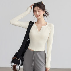 VOJ yoga suit women's autumn New arrival ribbed sports Tops Fancy Long sleeves V Neck base Pilates Fitness suit VOJ yoga suit women's autumn New arrival ribbed sports Tops Fancy Long sleeves V Neck base Pilates Fitness suit