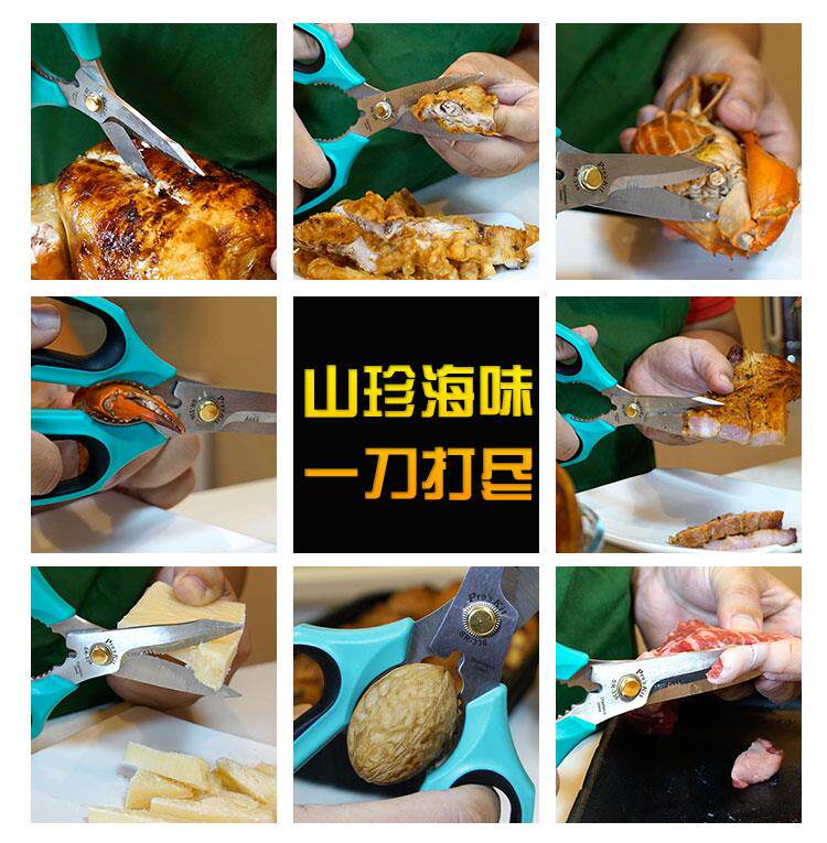BAOGONG SR-336 8인치 다기능 가위, 캔 따개, 언박싱 칼, 실 자르는 도구, 호두 클립, 병따개-