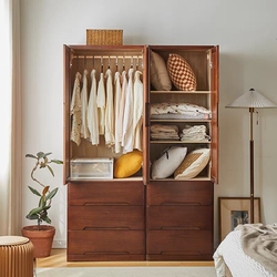 Narrow Wardrobe Solid Wood Clothing Storage Cabinet New Chinese Style Double-Door Multi-Functional Home Small Apartment Bedroom Wardrobe Narrow Wardrobe Solid Wood Clothing Storage Cabinet New Chinese Style Double-Door Multi-Functional Home Small Apartment Bedroom Wardrobe