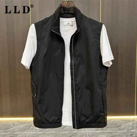 High-end slim stand-up collar vest jacket for men's spring and autumn 2025 new business casual sleeveless men's vest vest High-end slim stand-up collar vest jacket for men's spring and autumn 2025 new business casual sleeveless men's vest vest