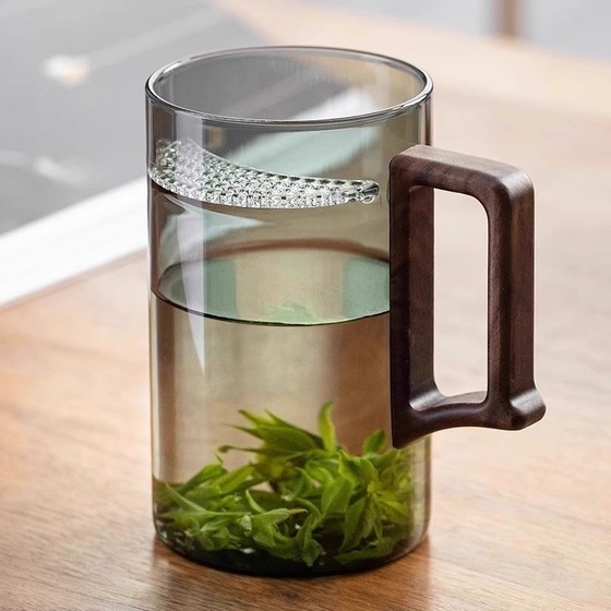 Glass cup green tea cup special tea brewing cup for men drinking tea office drinking water cup anti-scalding high borosilicate crescent Glass cup green tea cup special tea brewing cup for men drinking tea office drinking water cup anti-scalding high borosilicate crescent