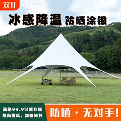 Silver-coated canopy tent outdoor portable large camping equipment camping picnic sun protection hexagonal star awning Silver-coated canopy tent outdoor portable large camping equipment camping picnic sun protection hexagonal star awning