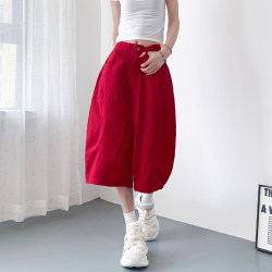 Sweet plus size loose fat MM summer solid color cropped pants Sweet plus size loose fat MM summer solid color cropped pants