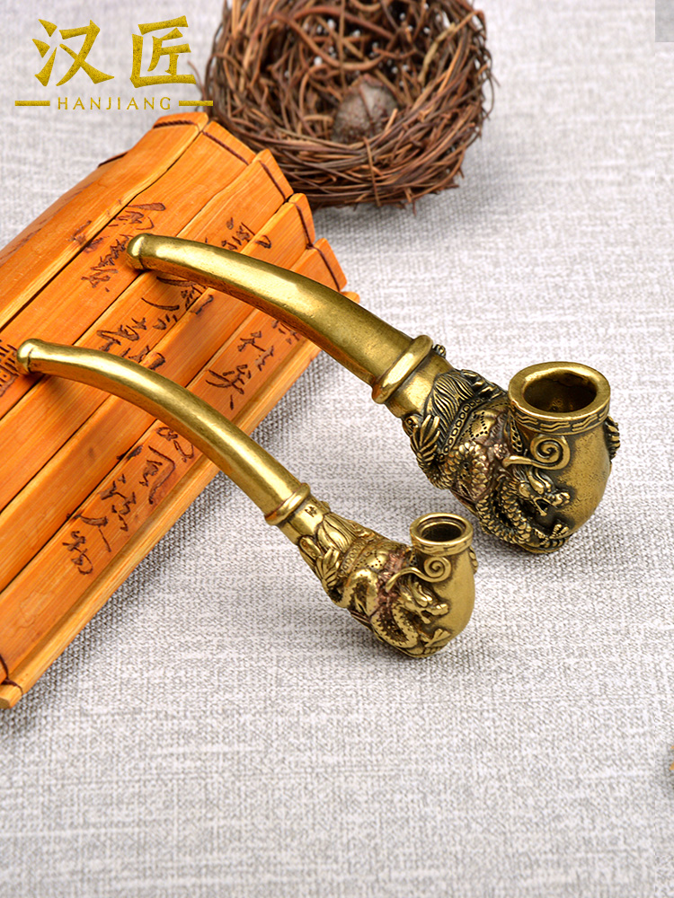 漢江彫刻ドラゴンピクシウタバコパイプ - ヴィンテージ銅製喫煙パイプ