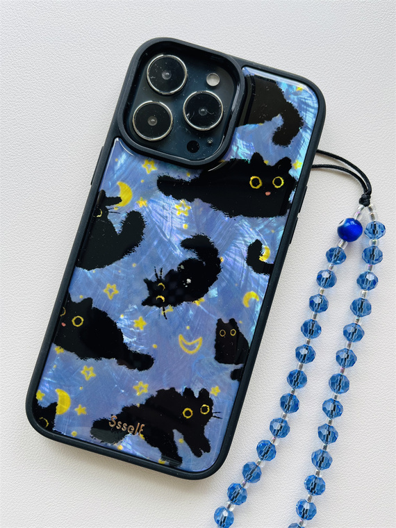 Ssself For Girls Black And Blue Cat High Quality Premium 15, 14, 13, 12, 11 iPhone Case