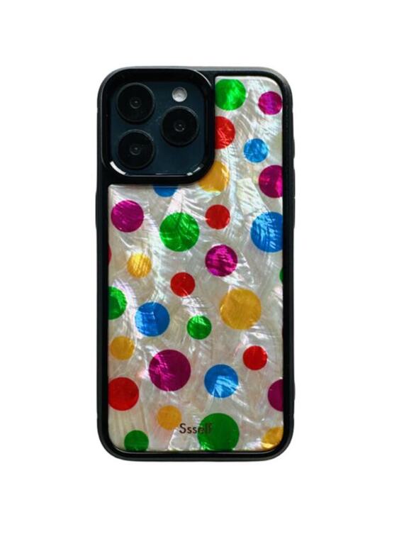 Ssself Polkadots Pearl Painted Art Illustration For Girls 15, 14, 13, 12 iPhone Case