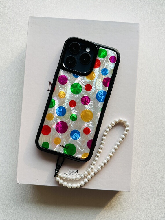 Ssself Polkadots Pearl Painted Art Illustration For Girls 15, 14, 13, 12 iPhone Case
