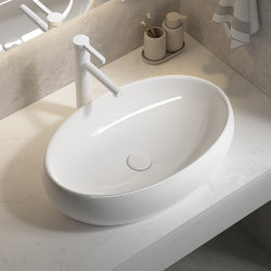 Scandinavian Modern White Ceramic Countertop Wash Basin Single Basin Household Oval Bathroom Basin Balcony Sink Tray Scandinavian Modern White Ceramic Countertop Wash Basin Single Basin Household Oval Bathroom Basin Balcony Sink Tray