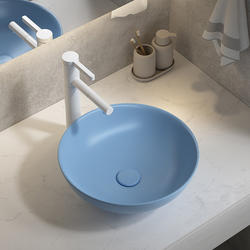Wabi-Sabi Style Ceramic Countertop Basin Matte Blue Washbasin Balcony Washbasin Public Restroom Basin Sink Tray Wabi-Sabi Style Ceramic Countertop Basin Matte Blue Washbasin Balcony Washbasin Public Restroom Basin Sink Tray