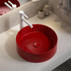 Chinese-Style Matte Red Ceramic Countertop Washbasin for Bathroom, High-End Guesthouse Toilet Basin Sink Chinese-Style Matte Red Ceramic Countertop Washbasin for Bathroom, High-End Guesthouse Toilet Basin Sink