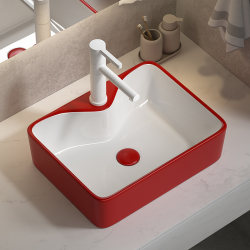 Nordic Light Luxury Ceramic Countertop Basin, Large Red Washbasin, Balcony Washbasin, Household Washbasin, Single Basin Sink Nordic Light Luxury Ceramic Countertop Basin, Large Red Washbasin, Balcony Washbasin, Household Washbasin, Single Basin Sink