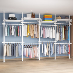 Wall-Mounted Open Wardrobe for Home Use in the Bedroom, Simple Modern Steel Frame, Full Wall Hanging, Easy Wardrobe Hanging Storage Wall-Mounted Open Wardrobe for Home Use in the Bedroom, Simple Modern Steel Frame, Full Wall Hanging, Easy Wardrobe Hanging Storage