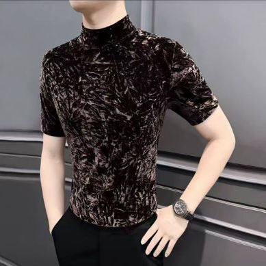 Men's half-high neck base shirt 2025 new spring and autumn top high-end gold velvet short-sleeved men's T-shirt
Men's half-high neck base shirt 2025 new spring and autumn top high-end gold velvet short-sleeved men's T-shirt