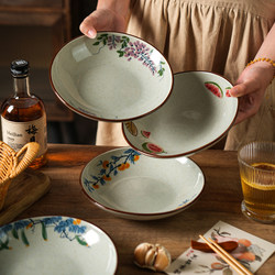 Chinese-Style Retro Ceramic Plates for Home Use, Creative Breakfast Plates, Fruit Plates, High-Value Rice Plates, Soup Plates Chinese-Style Retro Ceramic Plates for Home Use, Creative Breakfast Plates, Fruit Plates, High-Value Rice Plates, Soup Plates