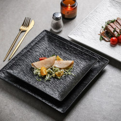 Ceramic Western-Style Steak Dinner Plate, High-End Black Plate, Home-Use, High-Value, Light Luxury Square Plate, Particularly Beautiful Dish Plate Ceramic Western-Style Steak Dinner Plate, High-End Black Plate, Home-Use, High-Value, Light Luxury Square Plate, Particularly Beautiful Dish Plate