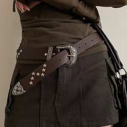American Retro Star Belt for Women, Punk Style, Trendy, Hot Girl Design, High-End Versatile Belt, Jeans Belt American Retro Star Belt for Women, Punk Style, Trendy, Hot Girl Design, High-End Versatile Belt, Jeans Belt