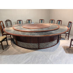 Solid wood electric dining table large round table restaurant light luxury new Chinese slate dining table restaurant hotel furniture customization Solid wood electric dining table large round table restaurant light luxury new Chinese slate dining table restaurant hotel furniture customization