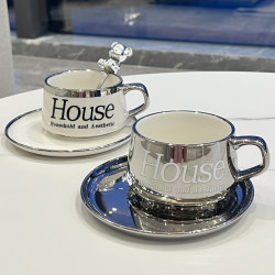 Light Luxury and High-End Appearance Women's Coffee Cup Set, High-End and Exquisite European-Style Afternoon Tea Cup, High-End Ceramic Mug Light Luxury and High-End Appearance Women's Coffee Cup Set, High-End and Exquisite European-Style Afternoon Tea Cup, High-End Ceramic Mug