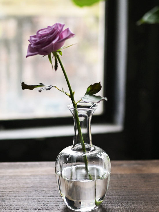 Japanese Glass Vase - Small Tabletop Flower Arrangement