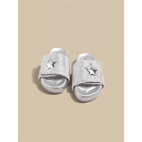 Silver Velcro Rhinestone Star Slippers Women's New Comfortable Lightweight Anti-Slip Beach Flip Flops
Silver Velcro Rhinestone Star Slippers Women's New Comfortable Lightweight Anti-Slip Beach Flip Flops