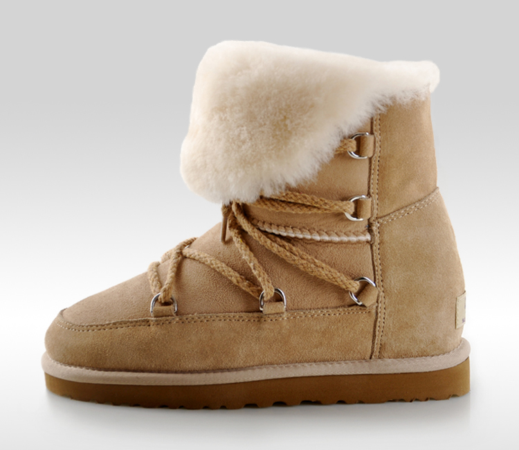 坡跟内增高雪地靴羊皮毛一体短靴真皮棉鞋棉靴冬鞋冬靴女靴子冬季